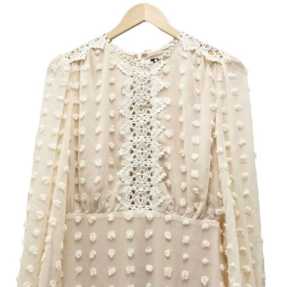 Lulus Lust or Love Cream Embroidered Lace Long Sleeve Dress Women’s Size Small - Picture 6 of 16
